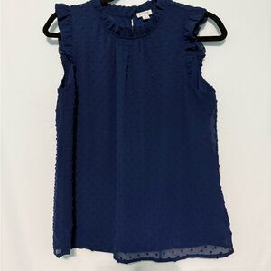 J. Crew Navy Blue Ruffle Blouse